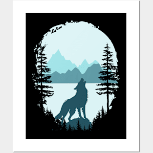 wolf and  nature in winter Posters and Art